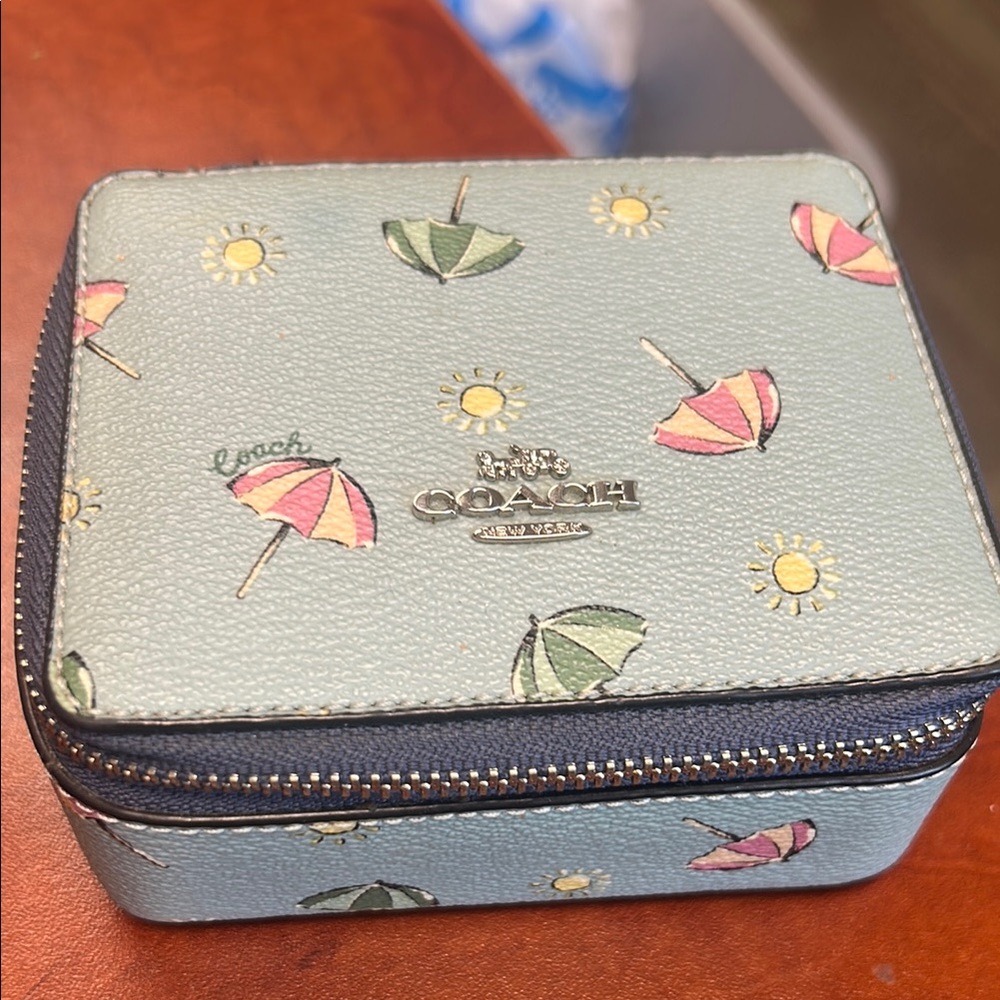 Coach Blue Umbrella Print Accessory Case